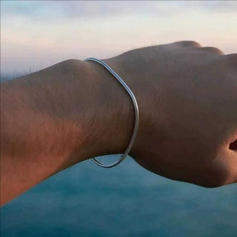 Stainless Steel Simple Square Snake Chain Bracelet for Women