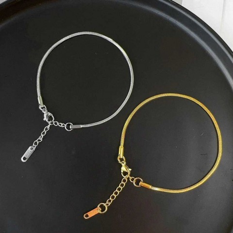 Stainless Steel Simple Square Snake Chain Bracelet for Women