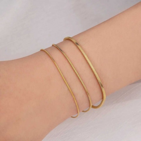 Stainless Steel Simple Square Snake Chain Bracelet for Women