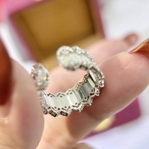 Pure Silver S925 Buchila Tira Lace Band Ring - Antique Style High-end Women Jewelry