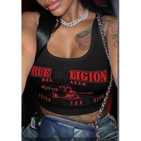 Religion Y2K Printed Tank Top for Women - Slim Fit Streetwear