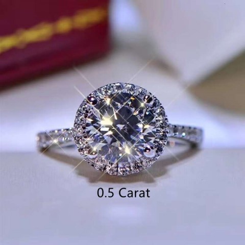 0.5-2 Ct VVS1 Moissanite Wedding Ring, Durable Sterling Silver Design for Women & Unisex