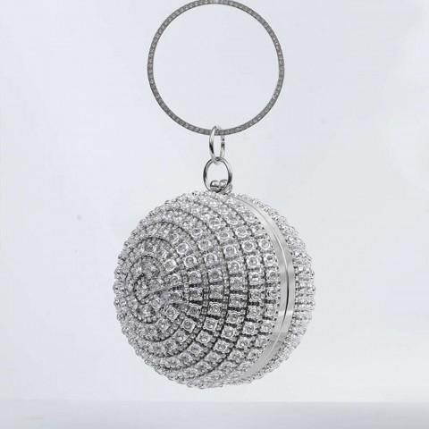 Ladies' Sparkling Spherical Dia Studs Handbag, Perfect for Wedding & Party