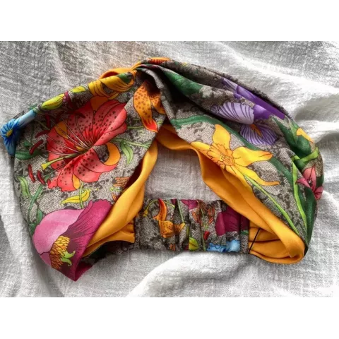 Luxury Women's Silk Floral Headbands - Elastic Scarf Hair Accessories for Travel