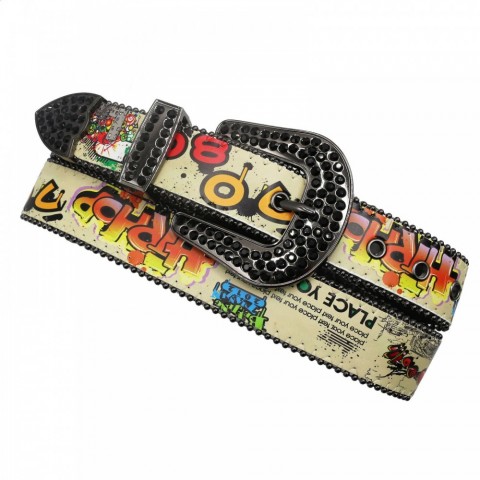 Punk Style Black Rhinestone Belt for Ladies - Diamond Soldier Design