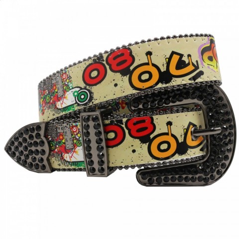 Punk Style Black Rhinestone Belt for Ladies - Diamond Soldier Design