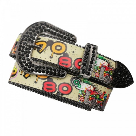 Punk Style Black Rhinestone Belt for Ladies - Diamond Soldier Design