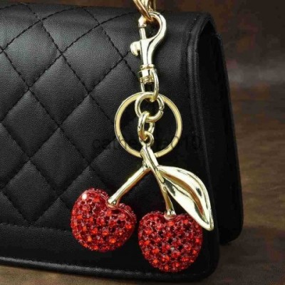 Full Diamond Cherry Lock Ring Keychain, Casual Men's Fashion Pendant J250416