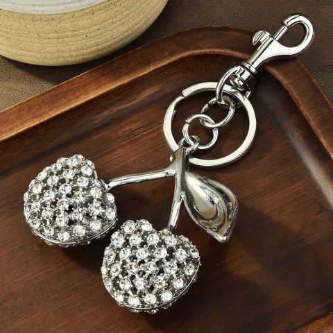 Full Diamond Cherry Lock Ring Keychain, Casual Men's Fashion Pendant J250416