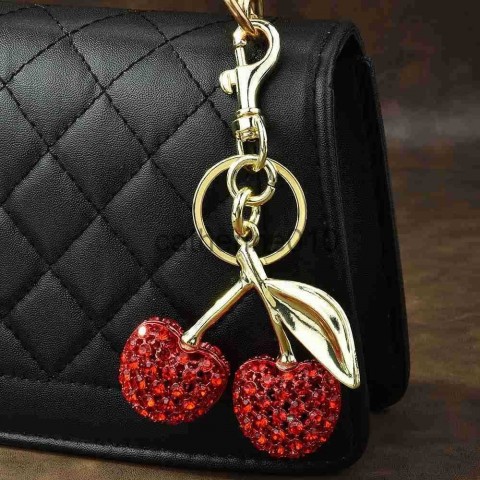 Full Diamond Cherry Lock Ring Keychain, Casual Men's Fashion Pendant J250416