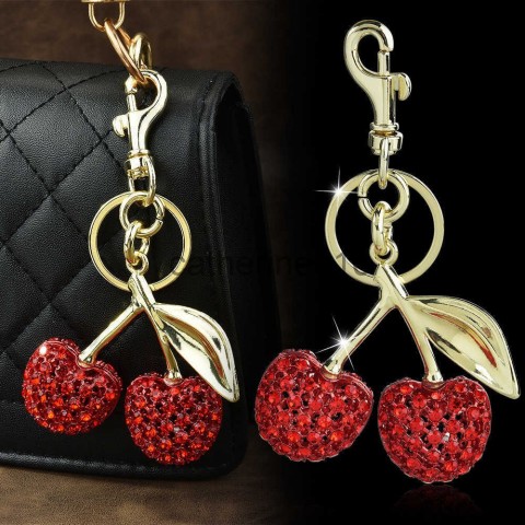 Full Diamond Cherry Lock Ring Keychain, Casual Men's Fashion Pendant J250416