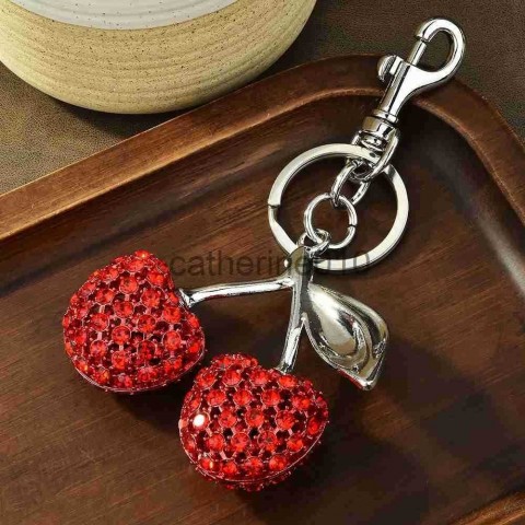 Full Diamond Cherry Lock Ring Keychain, Casual Men's Fashion Pendant J250416