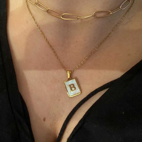 Elegant Mother of Pearl Stainless Steel Pendant Necklace J240712
