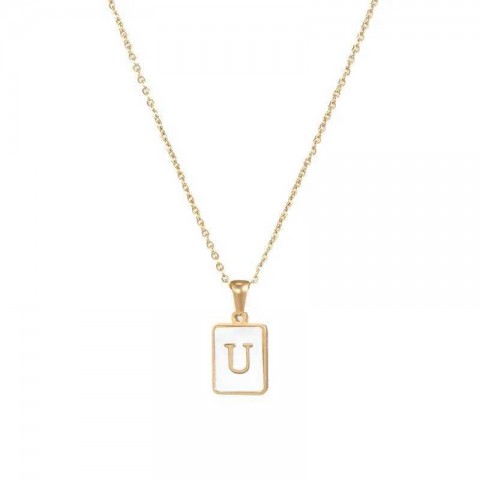 Elegant Mother of Pearl Stainless Steel Pendant Necklace J240712