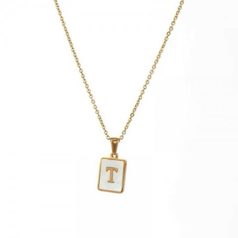 Elegant Mother of Pearl Stainless Steel Pendant Necklace J240712