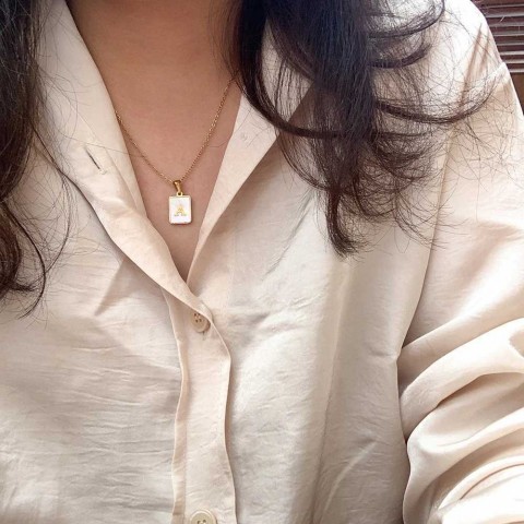 Elegant Mother of Pearl Stainless Steel Pendant Necklace J240712