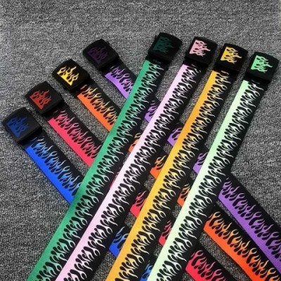 WeCasual Boys Fashion Flame Belt, 125cm Colorful Canvas, Narrow, Golden Dot Buckle