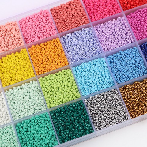 7500 Pieces 2mm Crystal Glass Seed Beads Kit for Women DIY Jewelry Making