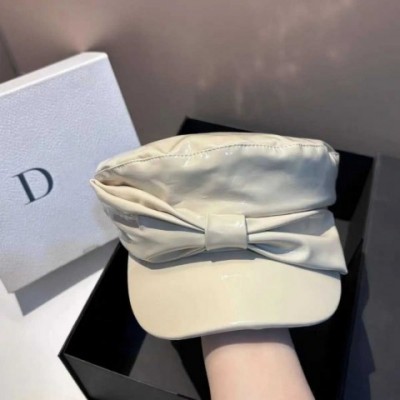 Z250217 Women's Leather Octagonal Ball Cap - High-Quality Stylish British Flat Hat
