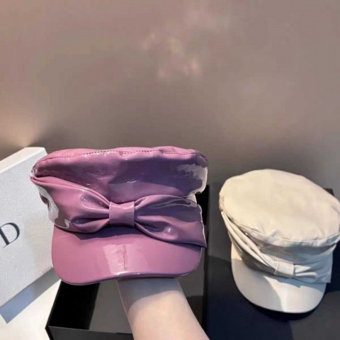 Z250217 Women's Leather Octagonal Ball Cap - High-Quality Stylish British Flat Hat