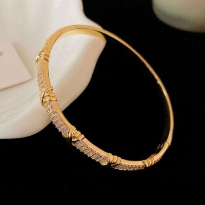 Fashion Letter X Bangle Bracelet with Cubic Zirconia for Women