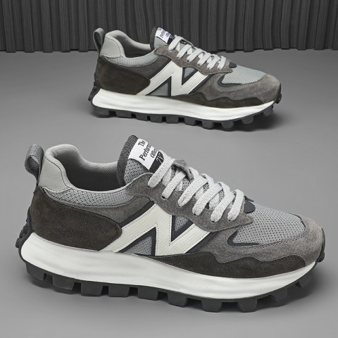 New Arrival 2025 Men's Breathable Running Sneakers - Green Khaki Gray Size 39-44