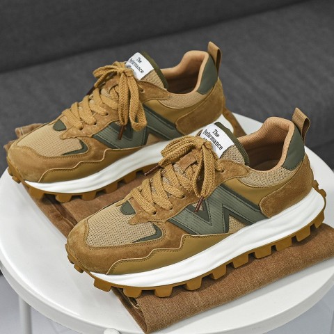 New Arrival 2025 Men's Breathable Running Sneakers - Green Khaki Gray Size 39-44