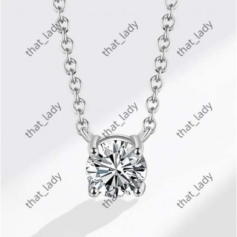 2024 Choucong Moissanite Solitaire Pendant, 6mm White Gem, Sterling Silver Chain, Women's Fashion Necklace