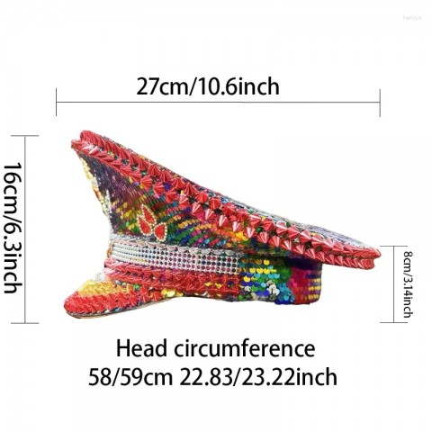 Bling Steampunk Beret for Men 2025 - Handmade Rhinestone Captain Hat