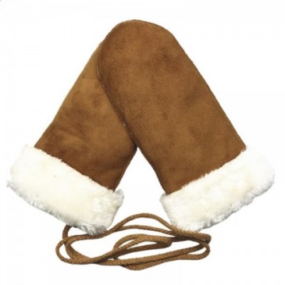 Luxurious Faux Fur Men's Winter Gloves with Suede Trim and Neck Strap
