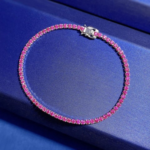 Trend Women's Exquisite 2mm Jade Sapphire Lab Diamond Chain Bracelet 925 True Silver