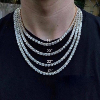 Trendy Hip Hop Men's Tennis Chain Necklace with Iced Out Cubic Zirconia
