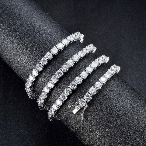 Trendy Hip Hop Men's Tennis Chain Necklace with Iced Out Cubic Zirconia