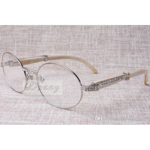 Wholesale High-End Retro Diamond White Glasses T7550178 for Unisex