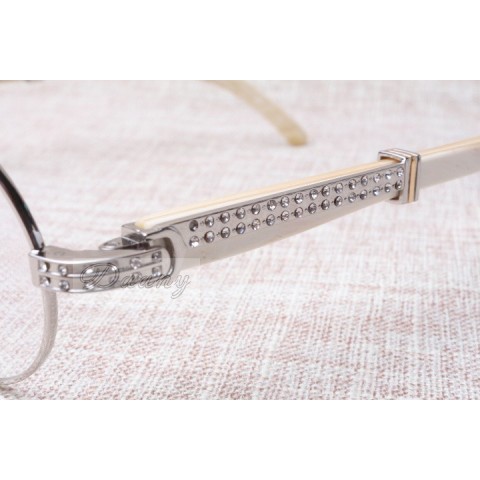 Wholesale High-End Retro Diamond White Glasses T7550178 for Unisex