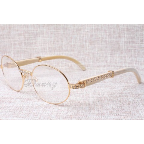 Wholesale High-End Retro Diamond White Glasses T7550178 for Unisex