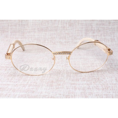 Wholesale High-End Retro Diamond White Glasses T7550178 for Unisex