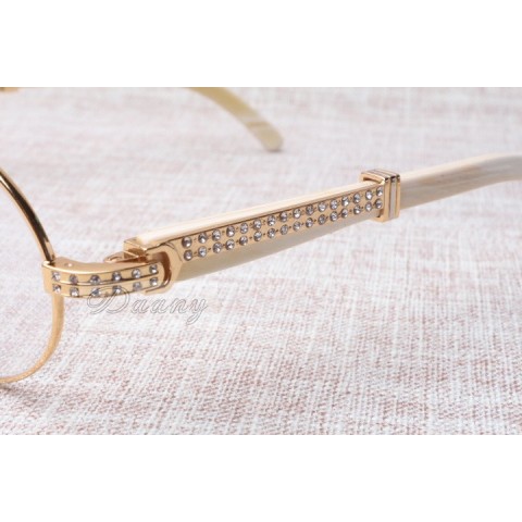Wholesale High-End Retro Diamond White Glasses T7550178 for Unisex