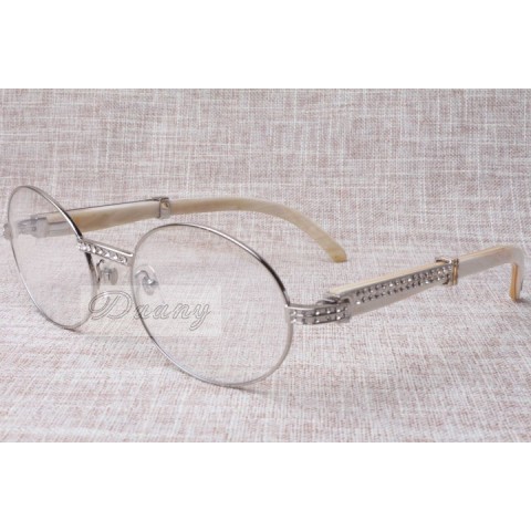 Wholesale High-End Retro Diamond White Glasses T7550178 for Unisex