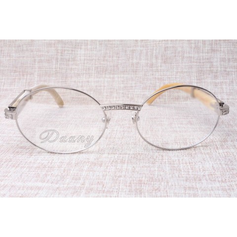 Wholesale High-End Retro Diamond White Glasses T7550178 for Unisex