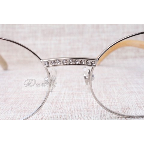 Wholesale High-End Retro Diamond White Glasses T7550178 for Unisex