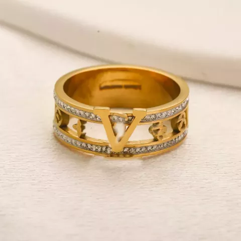 Elegant 18K Gold Plated Letter Band Rings for Women