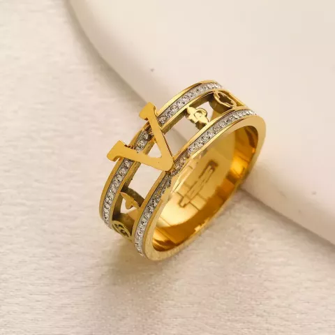Elegant 18K Gold Plated Letter Band Rings for Women
