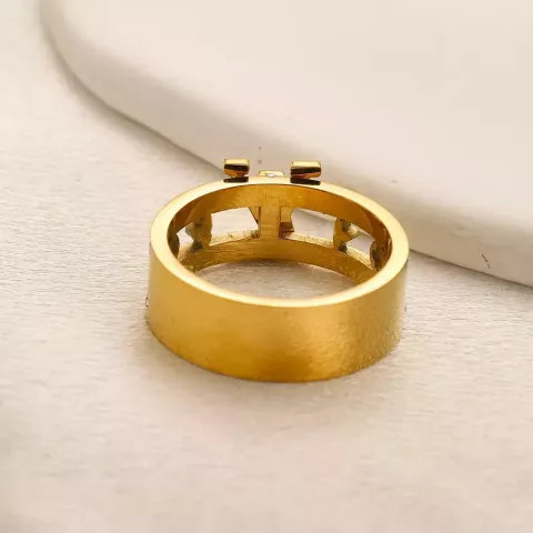 Elegant 18K Gold Plated Letter Band Rings for Women