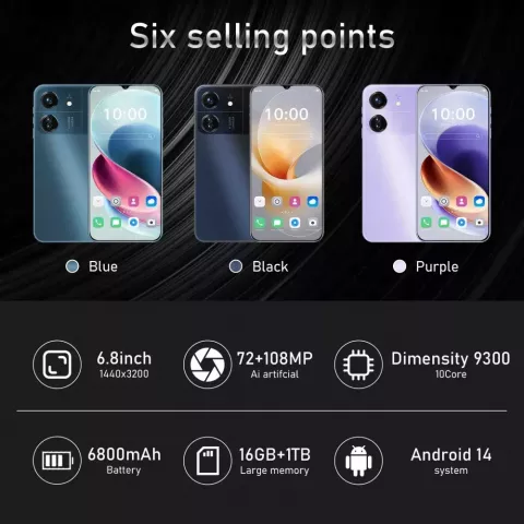 pwvxym C65 6.8inch Android 14 Global Version 5G Dual Sim Smartphone