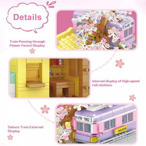 Creative Street Izakaya Sakura House Building Set with MOC Bricks and Figure Toy for Unisex Kids