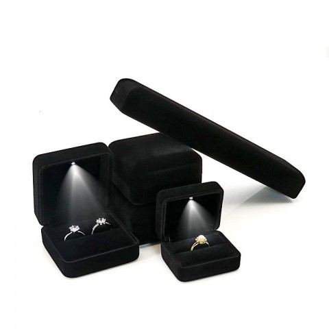 Luxury Flannel LED Jewelry Box for Women with Velvet Interior & Romantic Lighting - Wedding Gift
