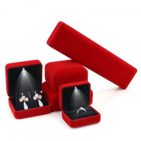 Luxury Flannel LED Jewelry Box for Women with Velvet Interior & Romantic Lighting - Wedding Gift
