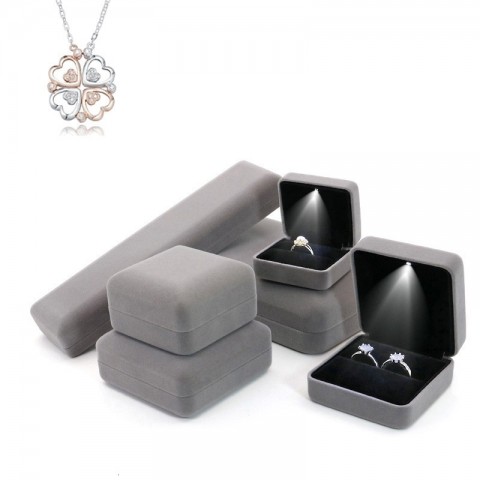Luxury Flannel LED Jewelry Box for Women with Velvet Interior & Romantic Lighting - Wedding Gift