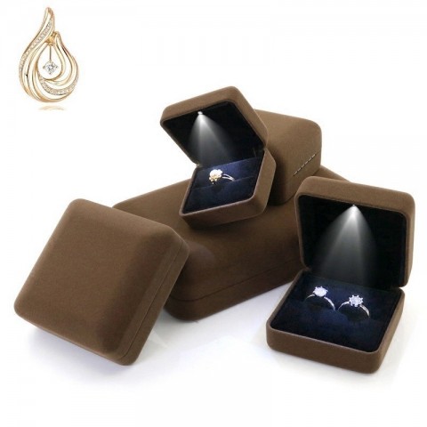 Luxury Flannel LED Jewelry Box for Women with Velvet Interior & Romantic Lighting - Wedding Gift